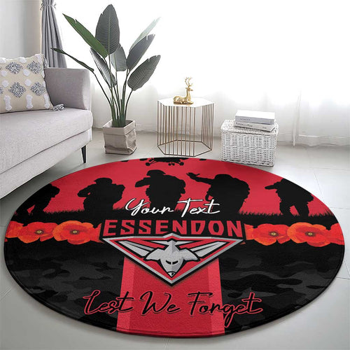 Personalised Essendon Football ANZAC Day Round Carpet Bombers Poppy Lest We Forget