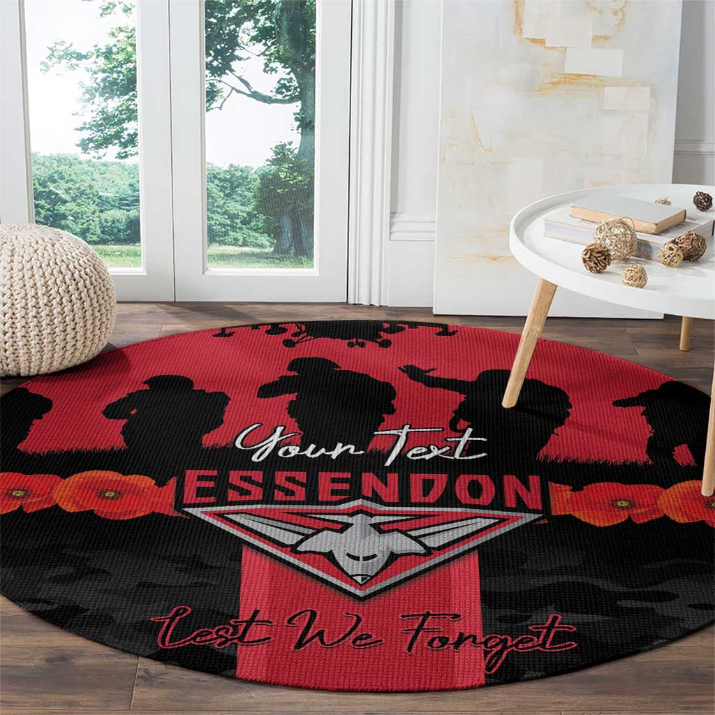 Personalised Essendon Football ANZAC Day Round Carpet Bombers Poppy Lest We Forget