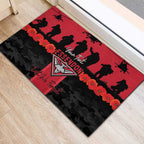 Personalised Essendon Football ANZAC Day Rubber Doormat Bombers Poppy Lest We Forget