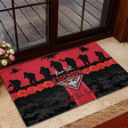 Personalised Essendon Football ANZAC Day Rubber Doormat Bombers Poppy Lest We Forget