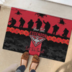 Personalised Essendon Football ANZAC Day Rubber Doormat Bombers Poppy Lest We Forget