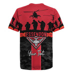 Personalised Essendon Football ANZAC Day Rugby Jersey Bombers Poppy Lest We Forget