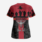 Personalised Essendon Football ANZAC Day Scrub Top Bombers Poppy Lest We Forget