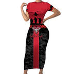 Personalised Essendon Football ANZAC Day Short Sleeve Bodycon Dress Bombers Poppy Lest We Forget