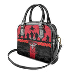 Personalised Essendon Football ANZAC Day Shoulder Handbag Bombers Poppy Lest We Forget