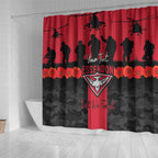 Personalised Essendon Football ANZAC Day Shower Curtain Bombers Poppy Lest We Forget