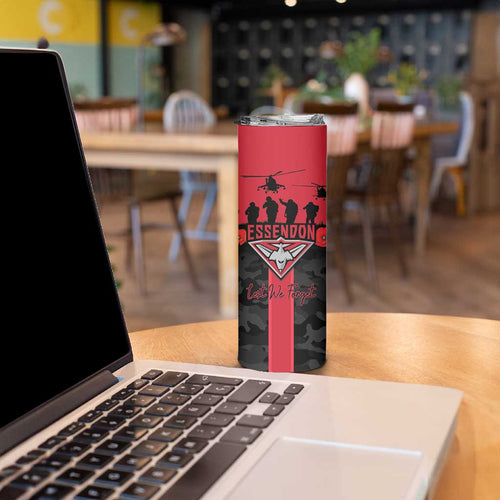 Personalised Essendon Football ANZAC Day Skinny Tumbler Bombers Poppy Lest We Forget