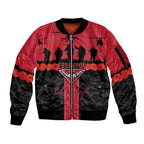 Personalised Essendon Football ANZAC Day Sleeve Zip Bomber Jacket Bombers Poppy Lest We Forget