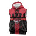 Personalised Essendon Football ANZAC Day Sleeveless Hoodie Bombers Poppy Lest We Forget