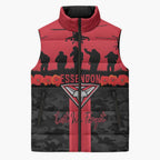 Personalised Essendon Football ANZAC Day Sleeveless Puffer Jacket Bombers Poppy Lest We Forget