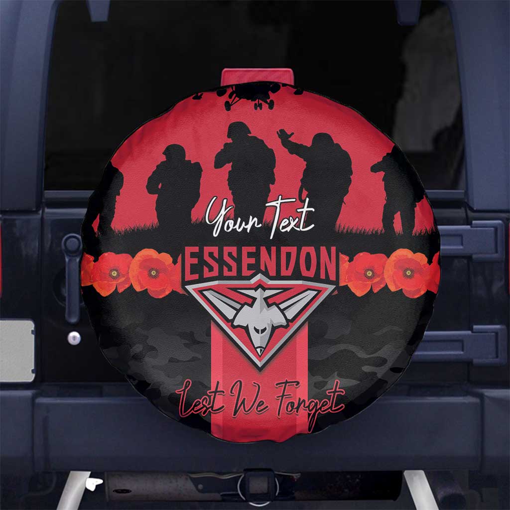 Personalised Essendon Football ANZAC Day Spare Tire Cover Bombers Poppy Lest We Forget