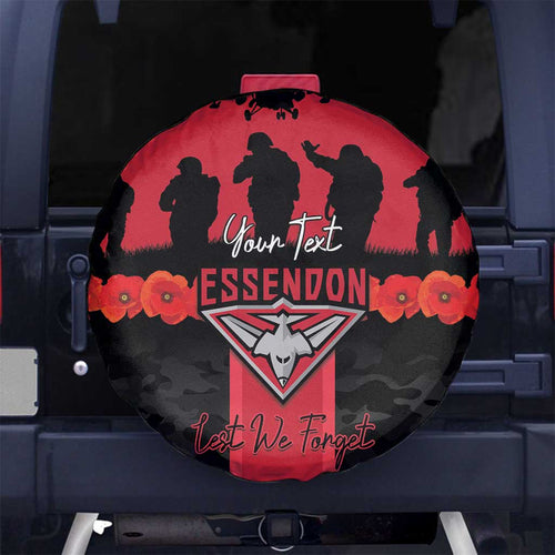 Personalised Essendon Football ANZAC Day Spare Tire Cover Bombers Poppy Lest We Forget