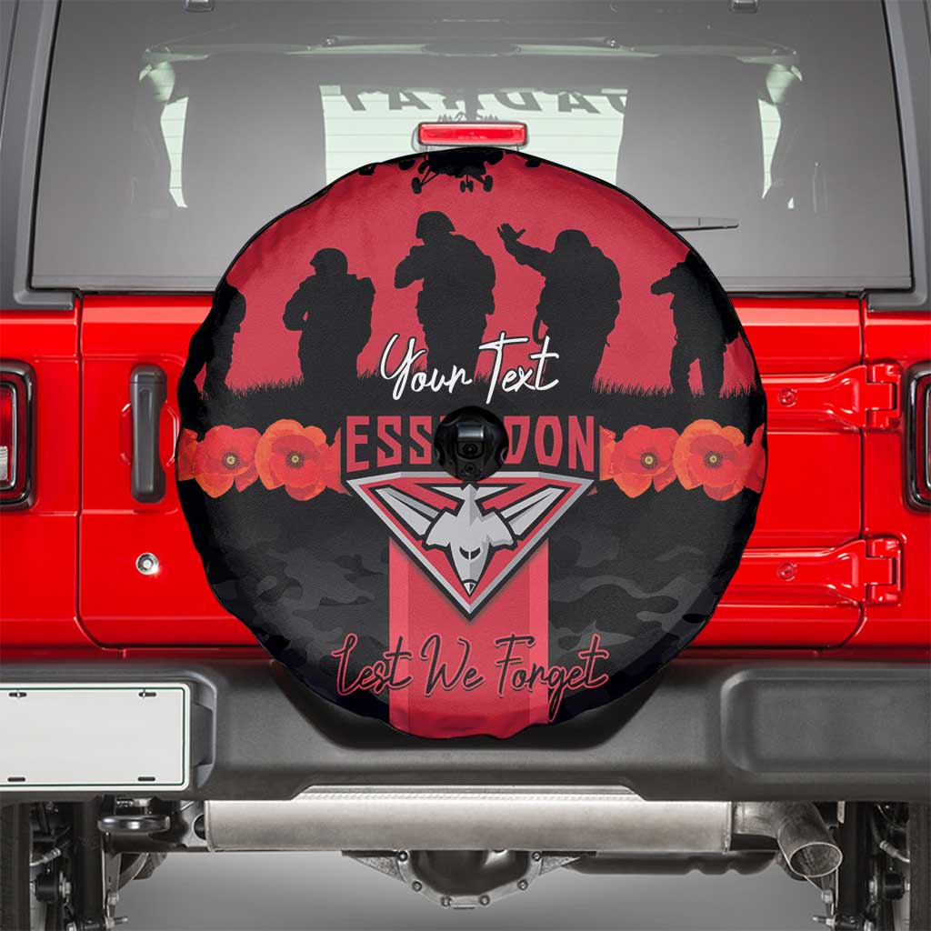 Personalised Essendon Football ANZAC Day Spare Tire Cover Bombers Poppy Lest We Forget