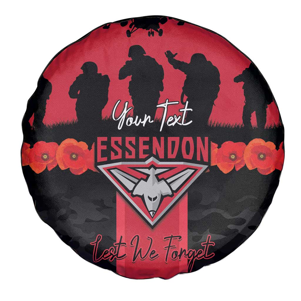 Personalised Essendon Football ANZAC Day Spare Tire Cover Bombers Poppy Lest We Forget