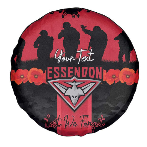 Personalised Essendon Football ANZAC Day Spare Tire Cover Bombers Poppy Lest We Forget