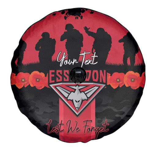 Personalised Essendon Football ANZAC Day Spare Tire Cover Bombers Poppy Lest We Forget