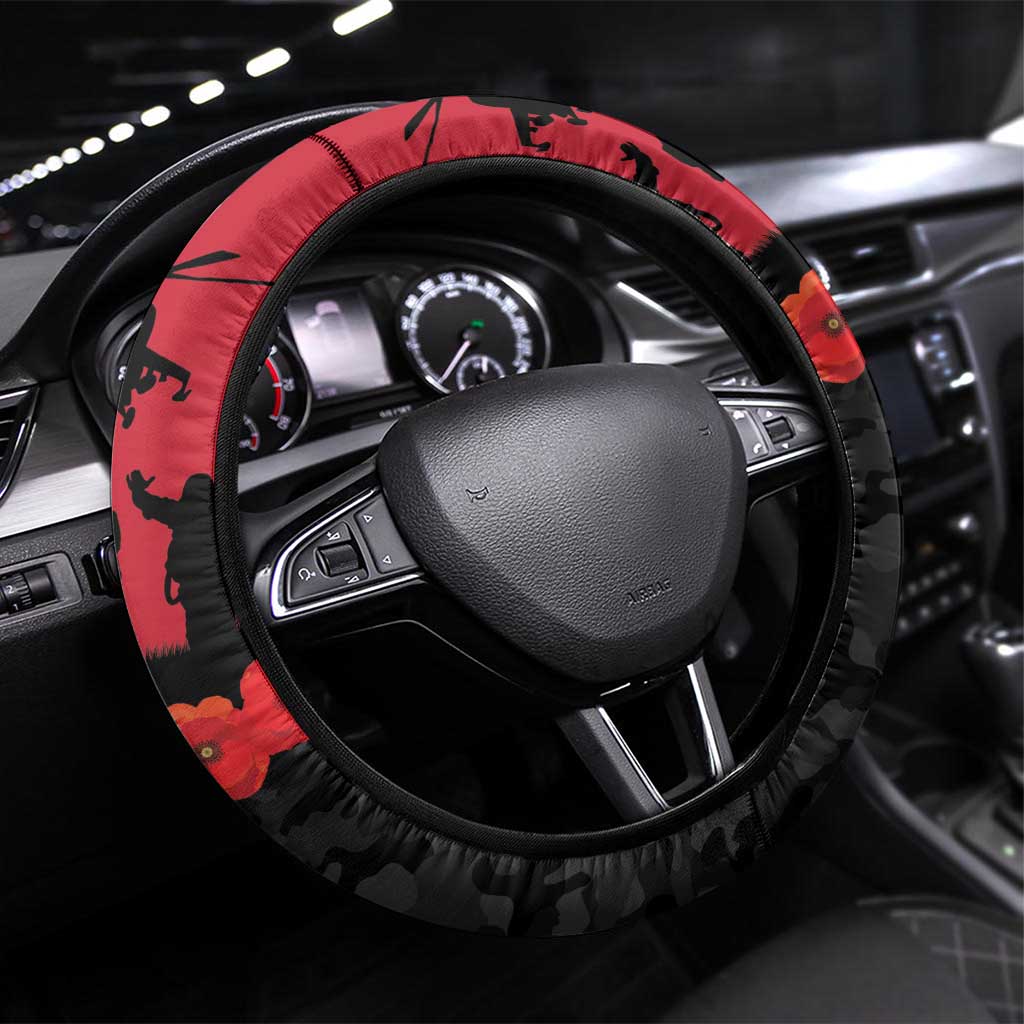 Essendon Football ANZAC Day Steering Wheel Cover Bombers Poppy Lest We Forget