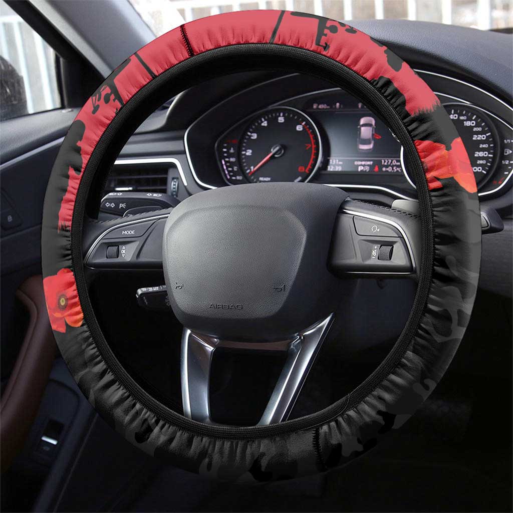 Essendon Football ANZAC Day Steering Wheel Cover Bombers Poppy Lest We Forget