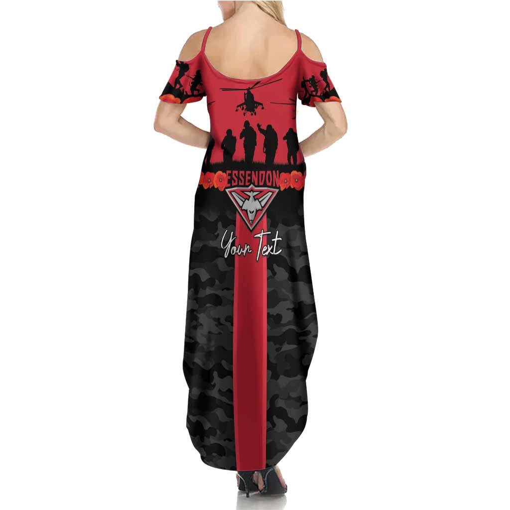Personalised Essendon Football ANZAC Day Summer Maxi Dress Bombers Poppy Lest We Forget