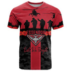 Personalised Essendon Football ANZAC Day T Shirt Bombers Poppy Lest We Forget