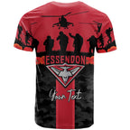 Personalised Essendon Football ANZAC Day T Shirt Bombers Poppy Lest We Forget