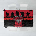Personalised Essendon Football ANZAC Day Tablecloth Bombers Poppy Lest We Forget