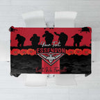 Personalised Essendon Football ANZAC Day Tablecloth Bombers Poppy Lest We Forget