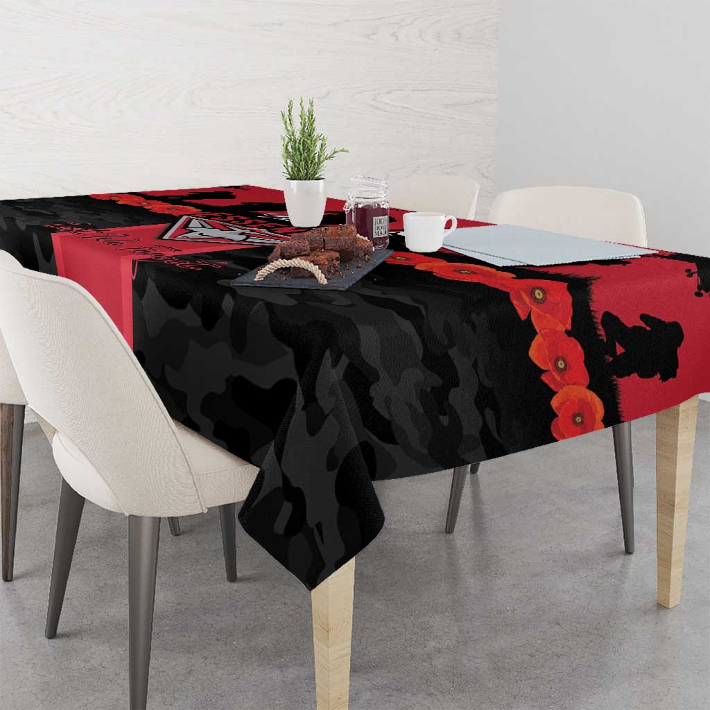 Personalised Essendon Football ANZAC Day Tablecloth Bombers Poppy Lest We Forget
