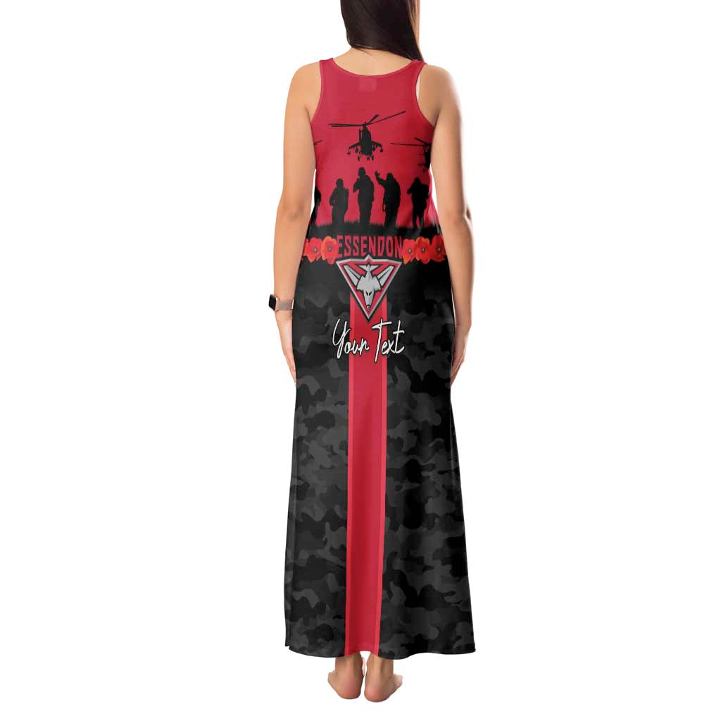 Personalised Essendon Football ANZAC Day Tank Maxi Dress Bombers Poppy Lest We Forget