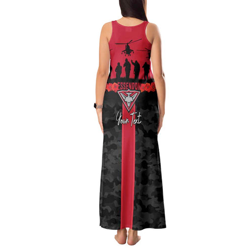 Personalised Essendon Football ANZAC Day Tank Maxi Dress Bombers Poppy Lest We Forget