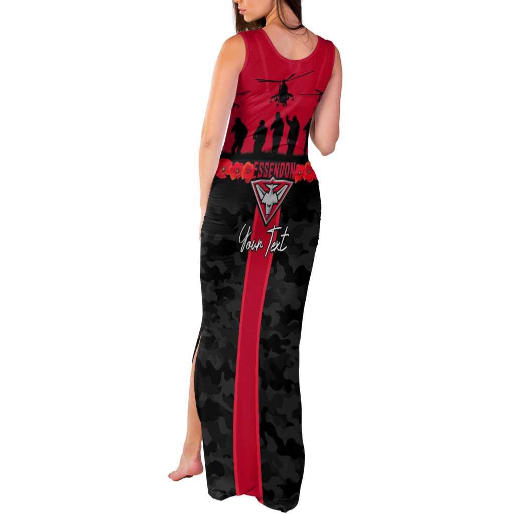Personalised Essendon Football ANZAC Day Tank Maxi Dress Bombers Poppy Lest We Forget