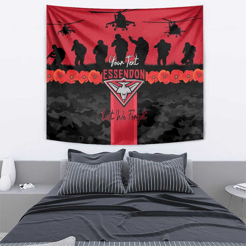 Personalised Essendon Football ANZAC Day Tapestry Bombers Poppy Lest We Forget
