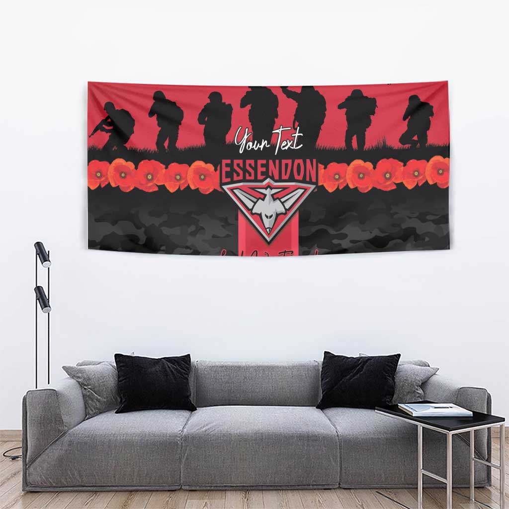 Personalised Essendon Football ANZAC Day Tapestry Bombers Poppy Lest We Forget