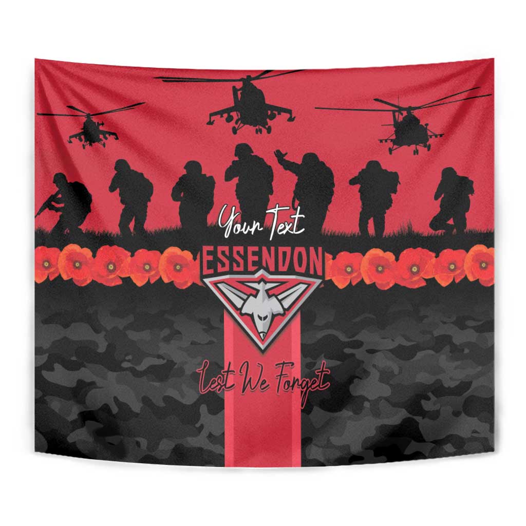 Personalised Essendon Football ANZAC Day Tapestry Bombers Poppy Lest We Forget