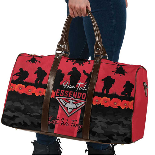 Personalised Essendon Football ANZAC Day Travel Bag Bombers Poppy Lest We Forget