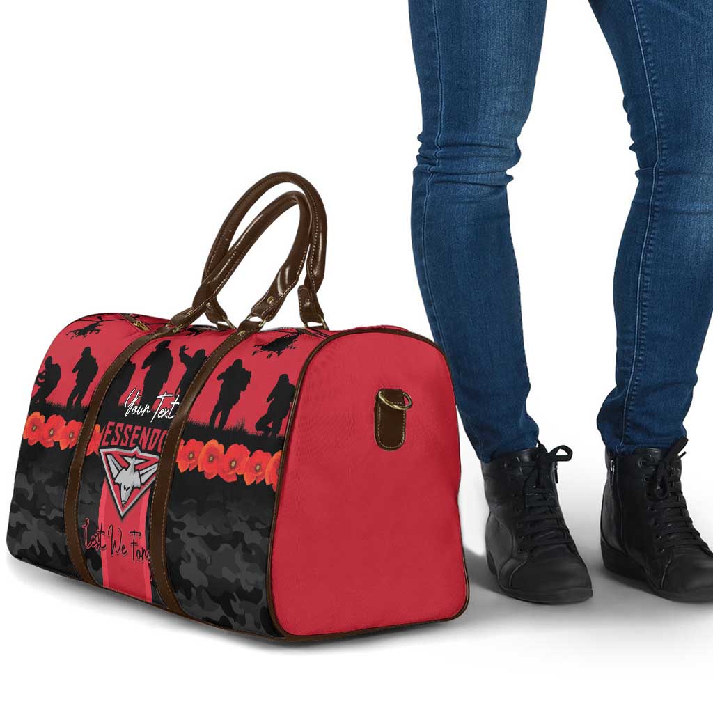 Personalised Essendon Football ANZAC Day Travel Bag Bombers Poppy Lest We Forget