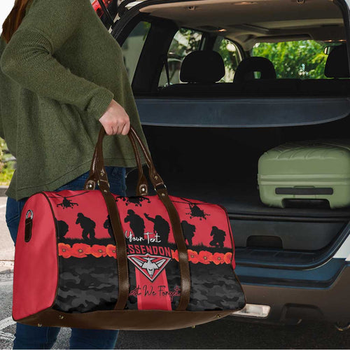 Personalised Essendon Football ANZAC Day Travel Bag Bombers Poppy Lest We Forget