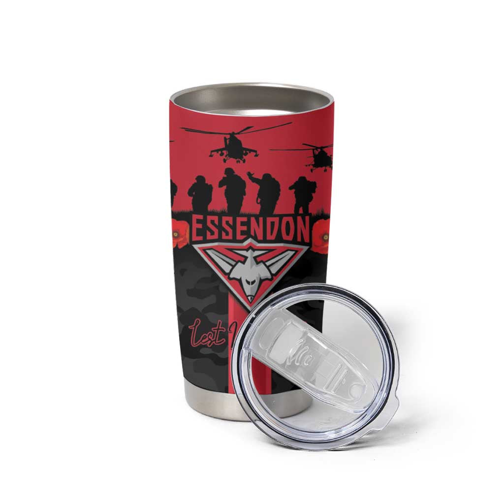 Personalised Essendon Football ANZAC Day Tumbler Cup Bombers Poppy Lest We Forget