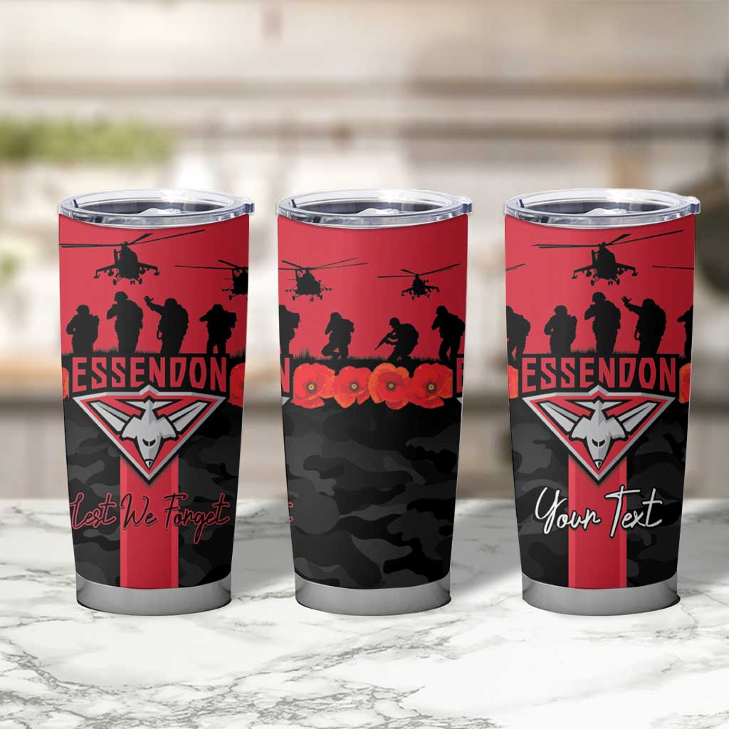Personalised Essendon Football ANZAC Day Tumbler Cup Bombers Poppy Lest We Forget