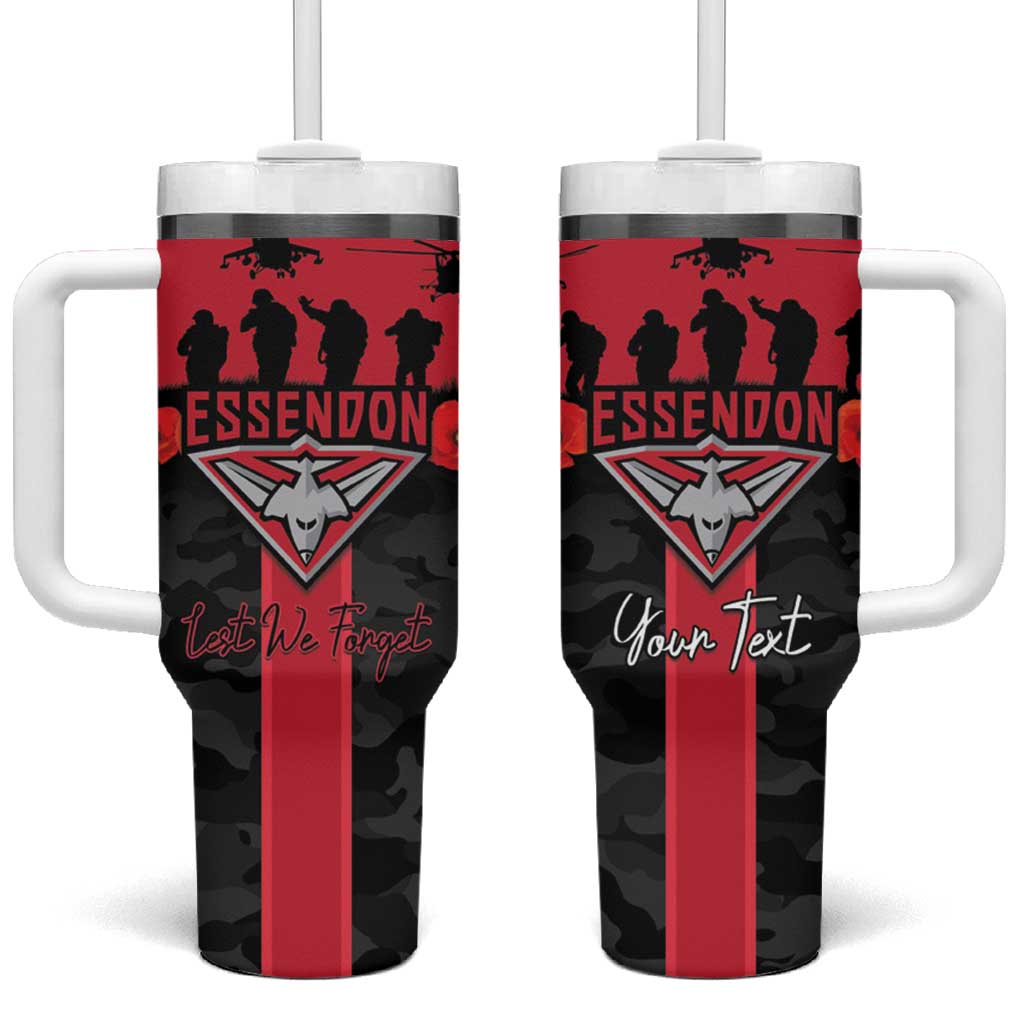 Personalised Essendon Football ANZAC Day Tumbler With Handle Bombers Poppy Lest We Forget