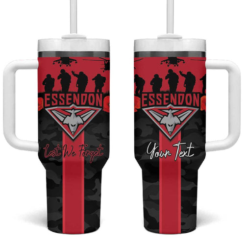 Personalised Essendon Football ANZAC Day Tumbler With Handle Bombers Poppy Lest We Forget
