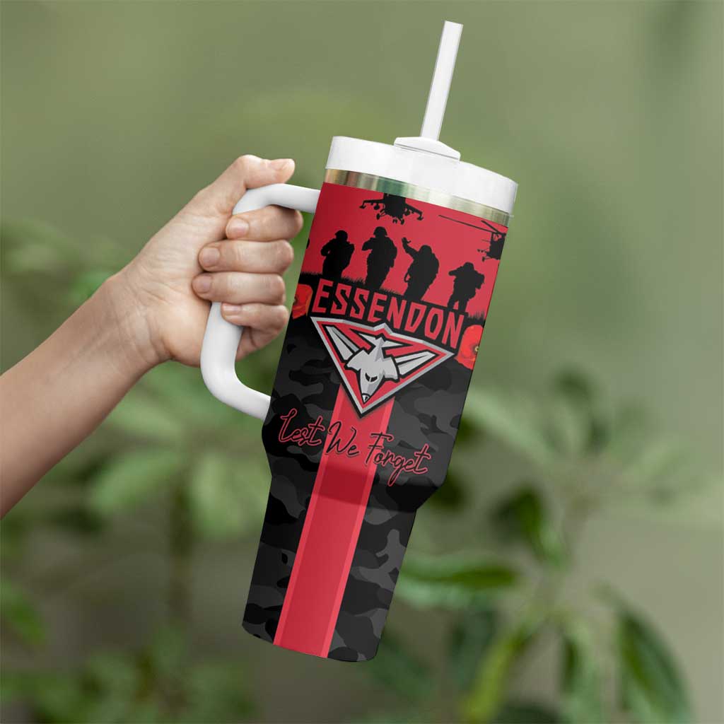 Personalised Essendon Football ANZAC Day Tumbler With Handle Bombers Poppy Lest We Forget