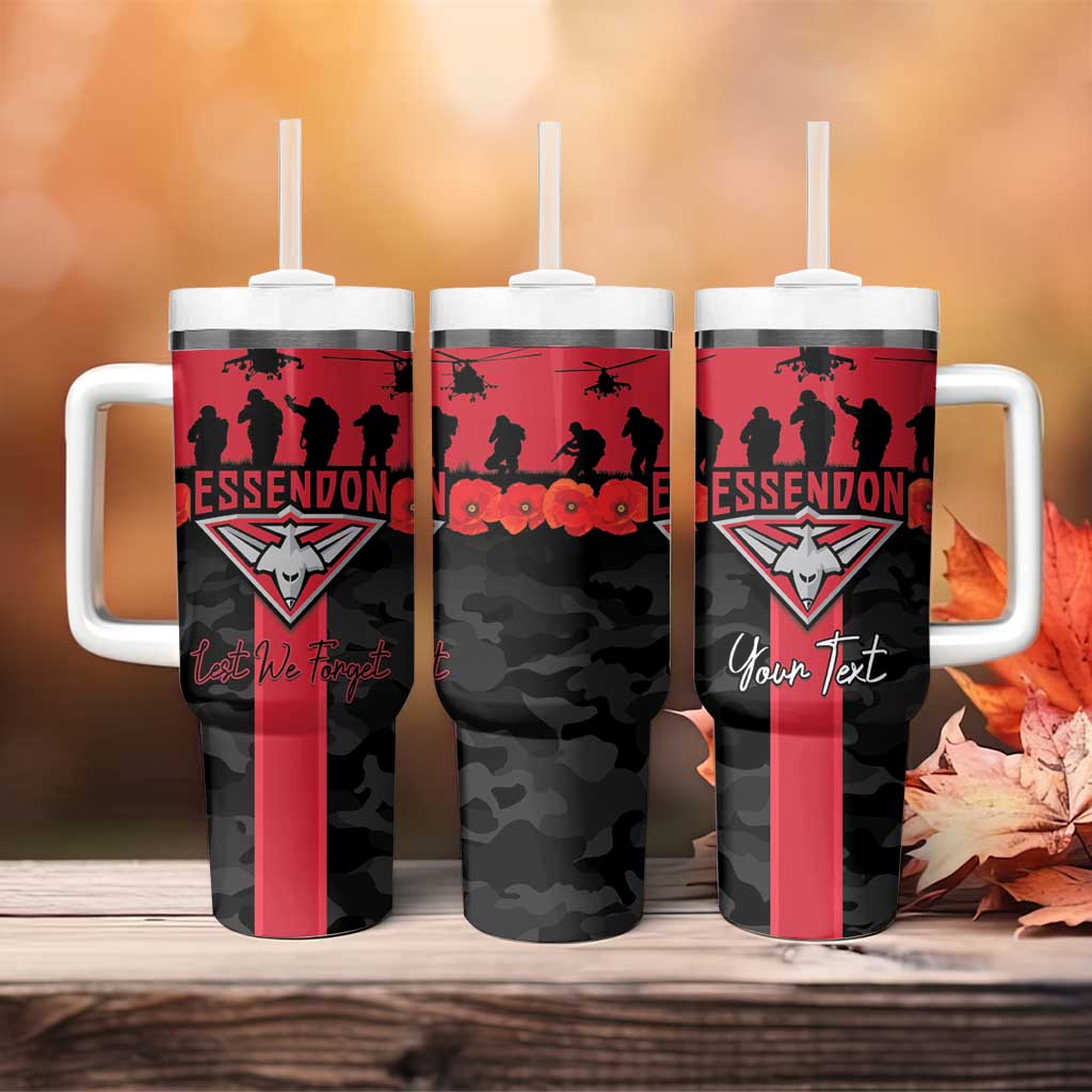 Personalised Essendon Football ANZAC Day Tumbler With Handle Bombers Poppy Lest We Forget