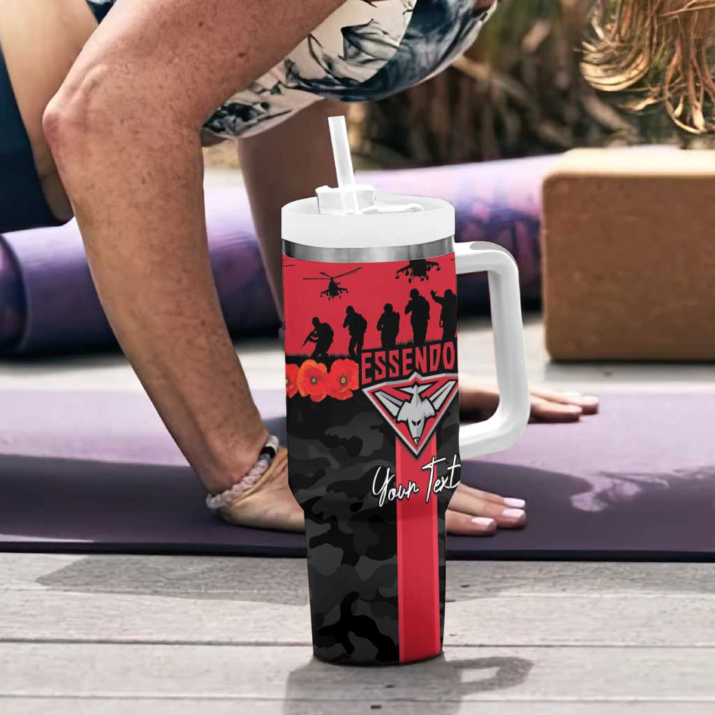 Personalised Essendon Football ANZAC Day Tumbler With Handle Bombers Poppy Lest We Forget