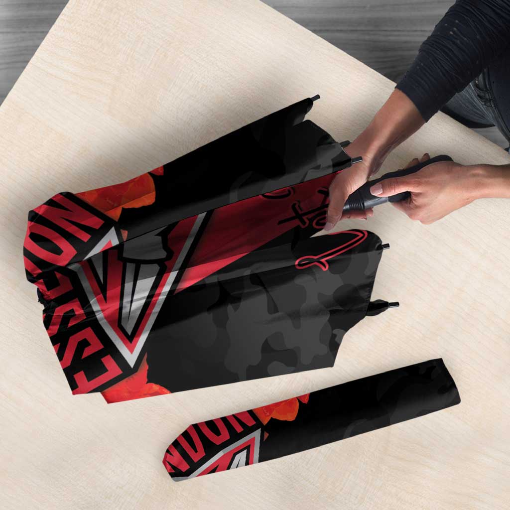 Personalised Essendon Football ANZAC Day Umbrella Bombers Poppy Lest We Forget