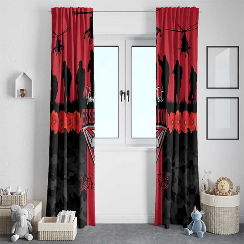 Personalised Essendon Football ANZAC Day Window Curtain Bombers Poppy Lest We Forget