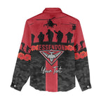 Personalised Essendon Football ANZAC Day Women Casual Shirt Bombers Poppy Lest We Forget