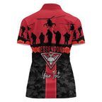 Personalised Essendon Football ANZAC Day Women Polo Shirt Bombers Poppy Lest We Forget