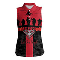 Personalised Essendon Football ANZAC Day Women Sleeveless Polo Shirt Bombers Poppy Lest We Forget