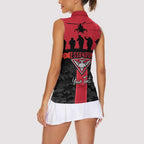 Personalised Essendon Football ANZAC Day Women Sleeveless Polo Shirt Bombers Poppy Lest We Forget